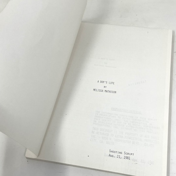 ET Movie Script Rare 1981 A Boys Life Original Willian Kotzwinkle Copy BOY00062 - Picture 1 of 9